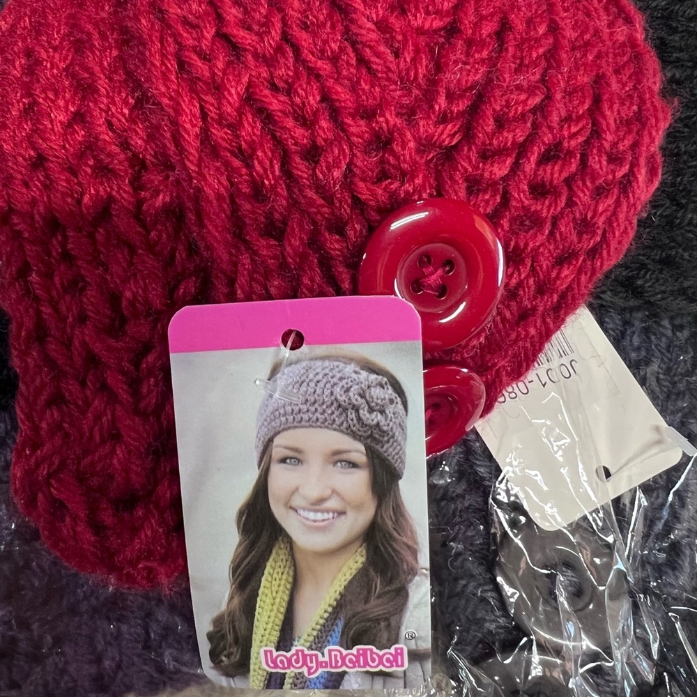 Generic  Knit Beanies with Button Details. Various colors , purple , red,brown